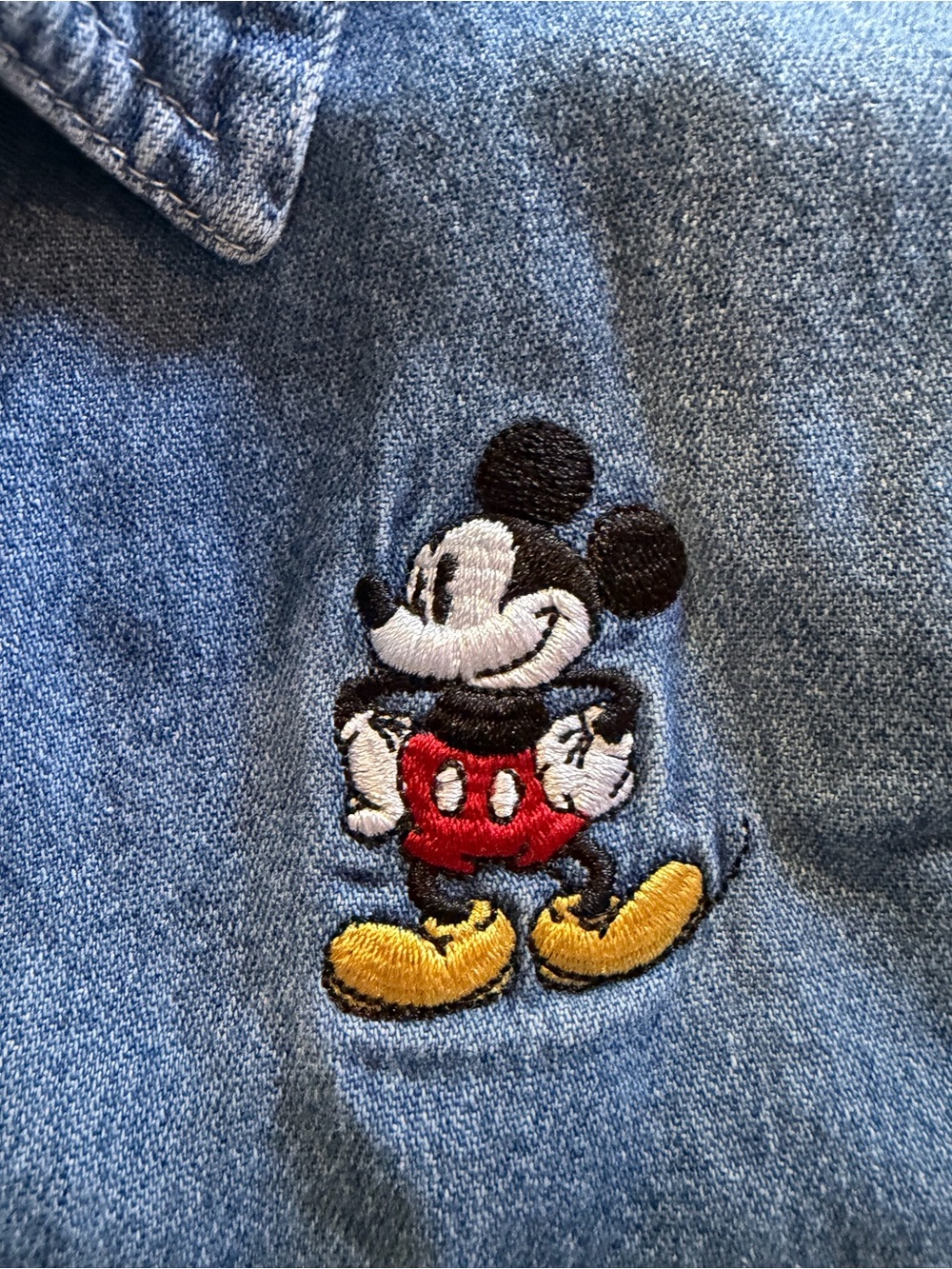 Vintage Disney Store Denim Button Front Blouse with Mickey Mouse Embroidery - Picture 5 of 6
